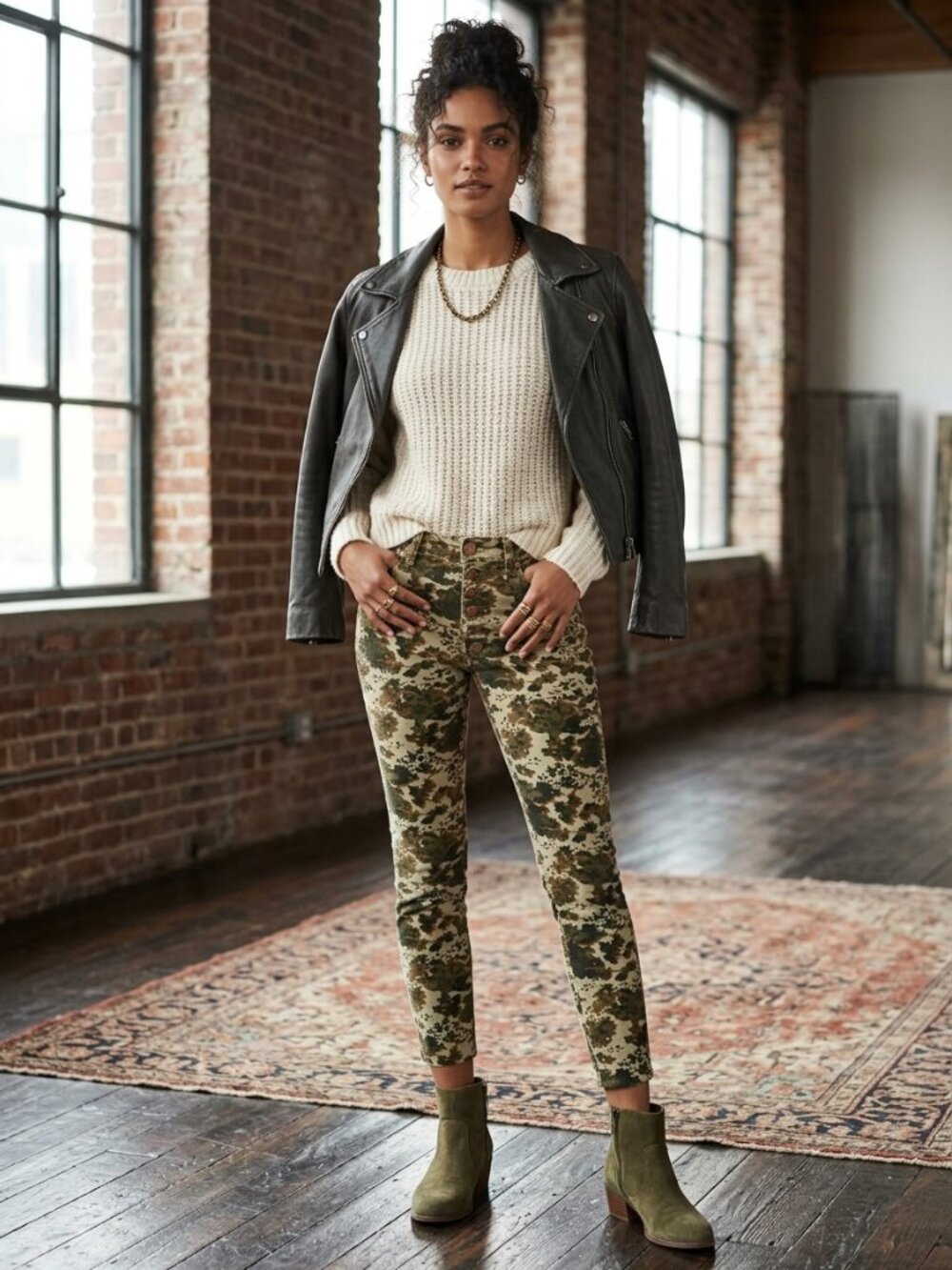 Anthropologie Pilcro High Rise Skinny Corduroy Pants Floral Camouflage Size 30